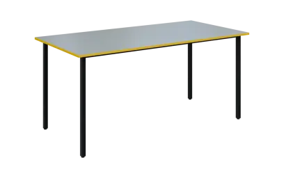 JSB 160N Jídelní stůl 1600 x 800 mm, deska šedá s hranou žlutá odio / podnož černá